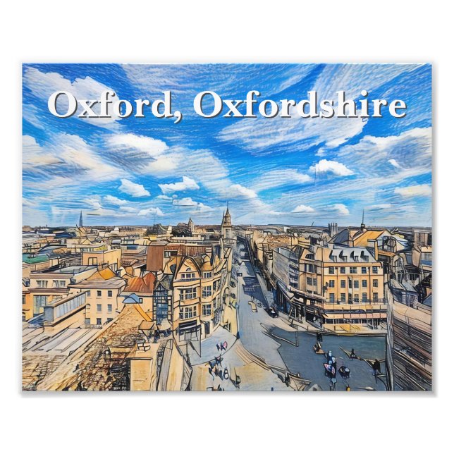 Skyline of Historic Oxford Pencil Art Fotodruck (Vorne)