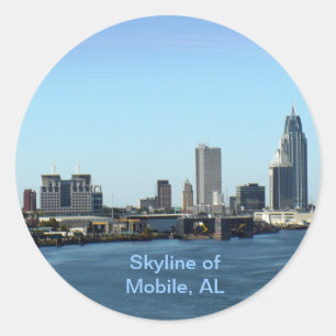 Skyline of Mobile, AL Runder Aufkleber