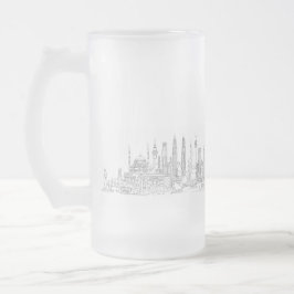 Skyline of the World (Schwarz + Weiß) Mattglas Bierglas