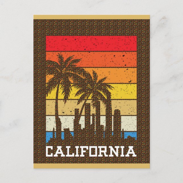 Skyline Palm Tree Postkarte (Vorderseite)