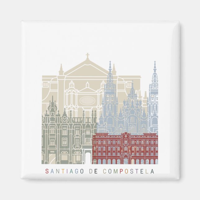Skyline-Poster Santiago de Compostela Magnet (Vorne)