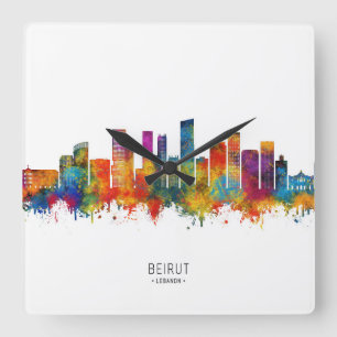 Skyline Quadratische Wanduhr
