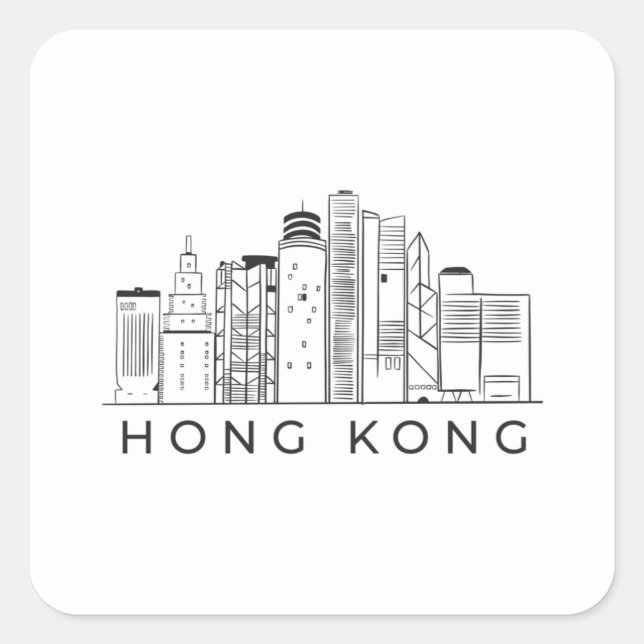 Skyline Quadratischer Aufkleber (Vorderseite)