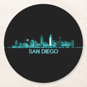 Skyline San Diego Runder Pappuntersetzer