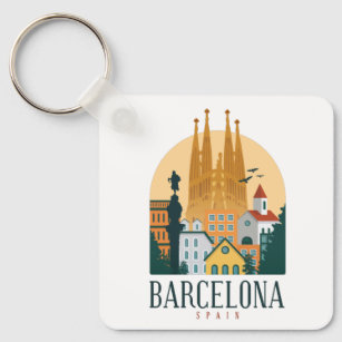 Skyline-Schlüsselanhänger Barcelona Spanien Schlüsselanhänger