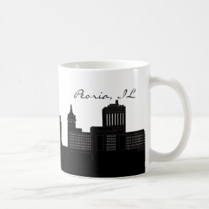 Skyline Schwarzweiss-Peorias, Illinois Kaffeetasse