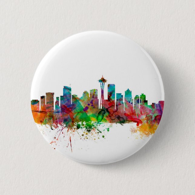 Skyline Seattles Washington Button (Vorderseite)