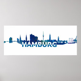 Skyline-Silhouette Hamburg Poster