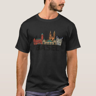 Skyline Silhouette Kontur Basel Schweiz T-Shirt