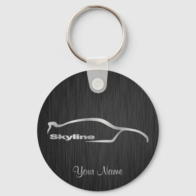 Skyline Silver Silhouette mit elegantem schwarzem  Schlüsselanhänger (Vorderseite)