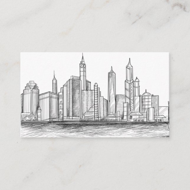 Skyline-Skizze von Hand gezeichnet Visitenkarte (Vorderseite)