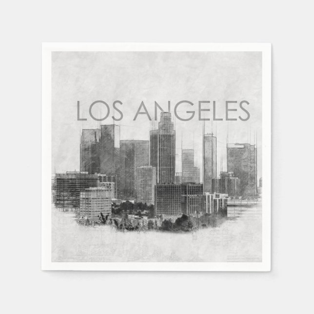 Skyline-Skizze von Los Angeles Serviette (Vorderseite)
