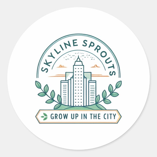 Skyline Sprouts Urban Farming Sticker | City Garde (Vorderseite)