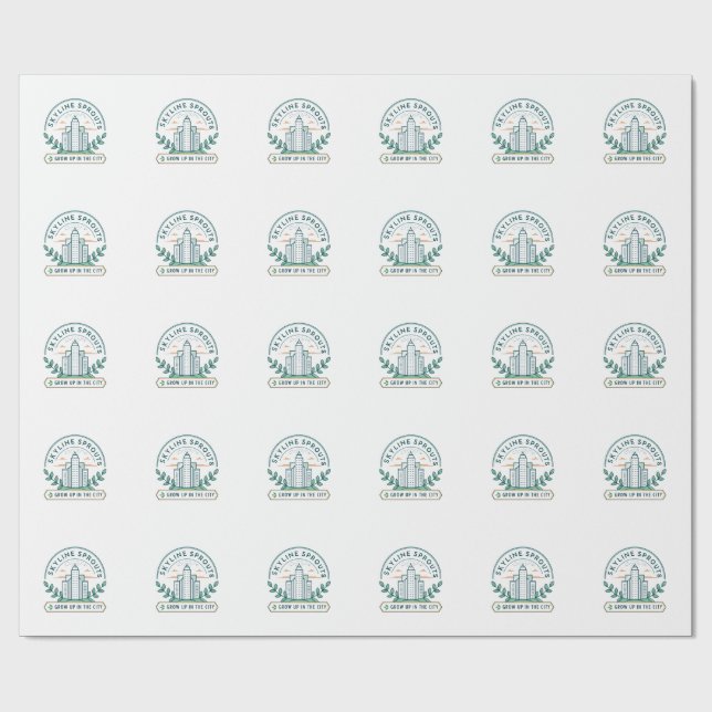 Skyline Sprouts Urban Farming Sticker | City Garde Geschenkpapier (Flach)