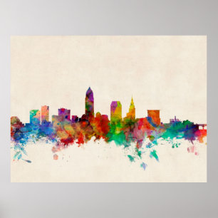 Skyline-Stadtbild Clevelands Ohio Poster