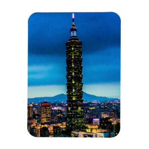 Skyline Taipehs, Taiwan nachts Magnet