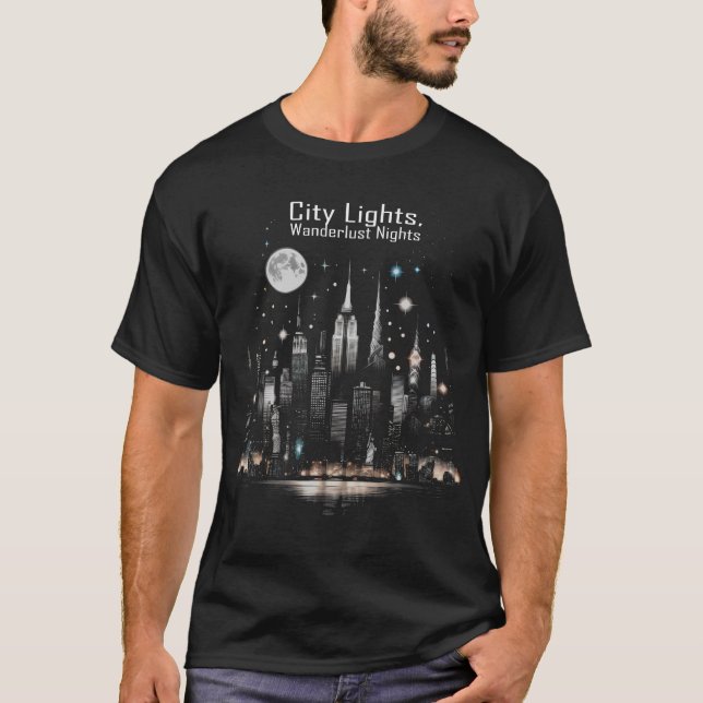 Skyline urbaine de nuit: T-shirt de style (Devant)
