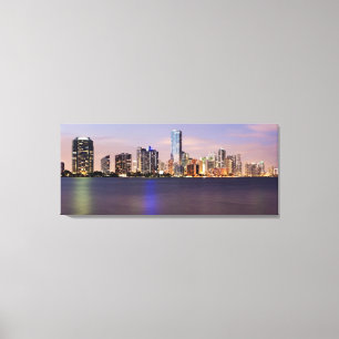 Skyline USA, Florida, Miami an Dämmerung 2 Leinwanddruck
