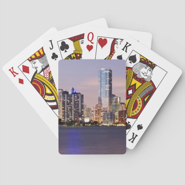 Skyline USA, Florida, Miami an Dämmerung 2 Spielkarten (Rückseite)