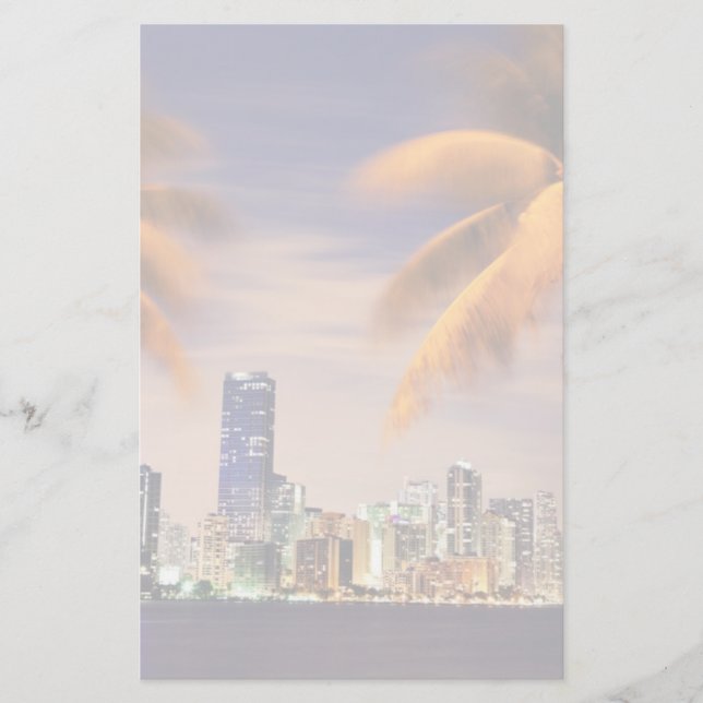 Skyline USA, Florida, Miami an der Dämmerung Briefpapier (Vorderseite)