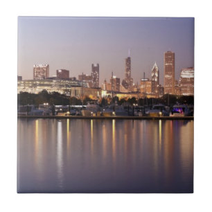 Skyline USA, Illinois, Chicago an der Dämmerung Fliese