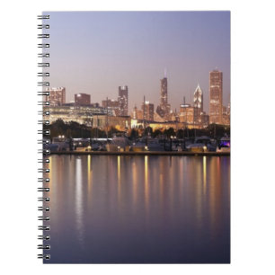 Skyline USA, Illinois, Chicago an der Dämmerung Notizblock