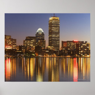 Skyline USA, Massachusetts, Boston an Dämmerung 2 Poster