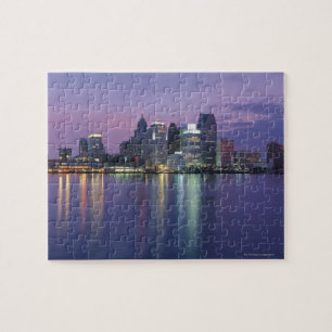 Skyline USA, Michigan, Detroit, Nacht