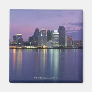 Skyline USA, Michigan, Detroit, Nacht Magnet