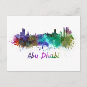 Skyline von Abu Dhabi in Aquarellfarbe Postkarte