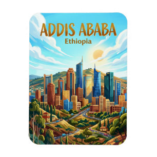 Skyline von Addis Abeba Äthiopien Magnet