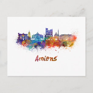Skyline von Amiens in Aquarellfarben Postkarte