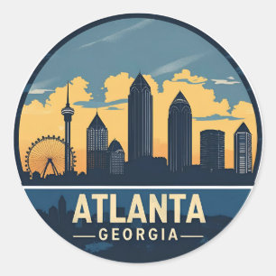 Skyline von Atlanta Georgia Runder Aufkleber