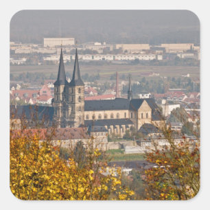 Skyline von Bamberg, Deutschland Quadratischer Aufkleber