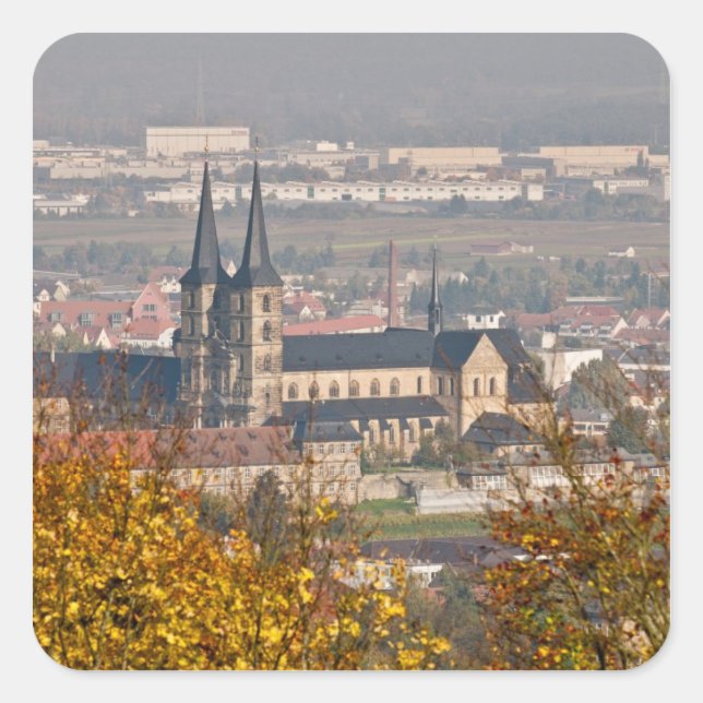 Skyline von Bamberg, Deutschland Quadratischer Aufkleber (Vorderseite)