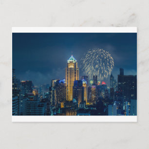 Skyline von Bangkok im Silvester-Nachtpanorama Feiertagspostkarte