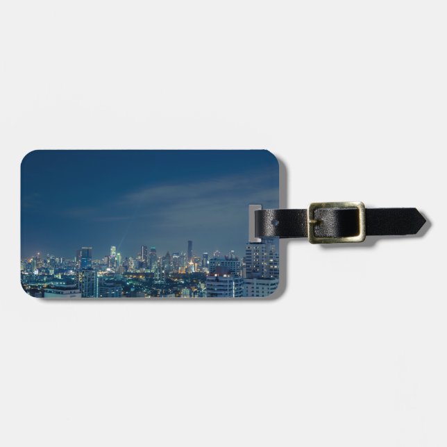 Skyline von Bangkok in der Nacht Gepäckanhänger (Vorderseite horizontal)
