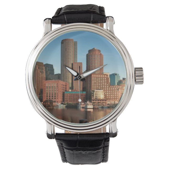 Skyline von Boston Armbanduhr (Vorderseite)