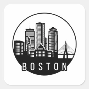 Skyline von Boston City Quadratischer Aufkleber