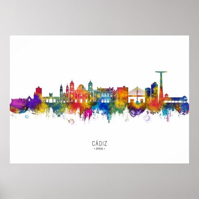 Skyline von Cádiz Spanien Poster (Vorne)