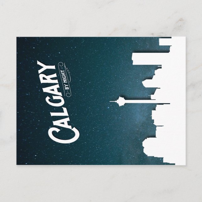 Skyline von Calgary nach Nacht - Postkarte (Vorderseite)