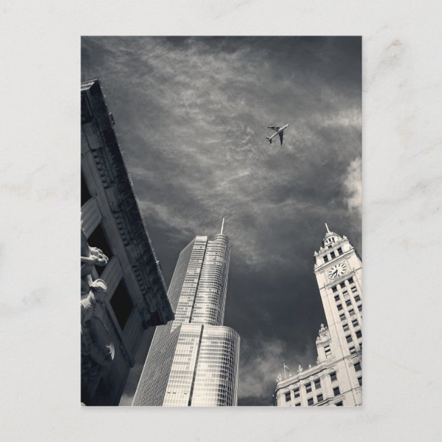 Skyline von Chicago Postkarte (Vorderseite)