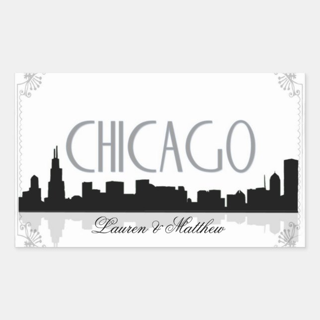 Skyline von Chicago Rechteckiger Aufkleber (Vorderseite)