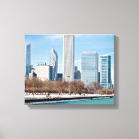 Skyline von Chicago über den gefrorenen Lake Michi