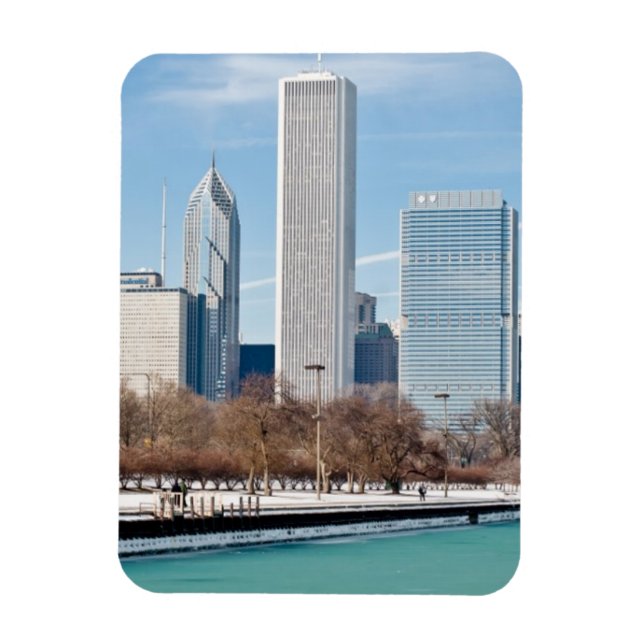 Skyline von Chicago über den gefrorenen Lake Michi Magnet (Vertikal)