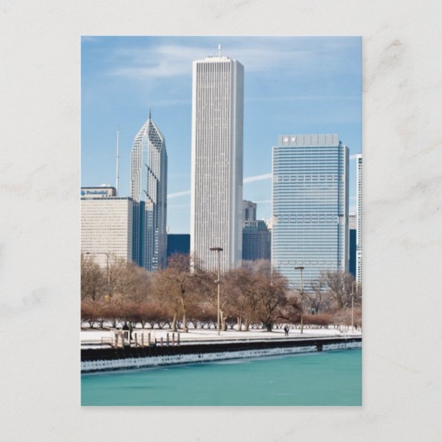 Skyline von Chicago über den gefrorenen Lake Michi Postkarte (Vorderseite)