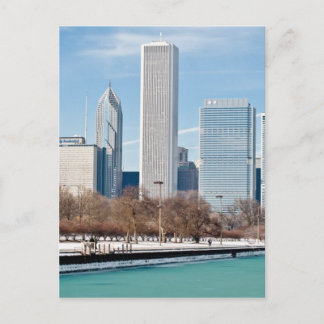 Skyline von Chicago über den gefrorenen Lake Michi Postkarte