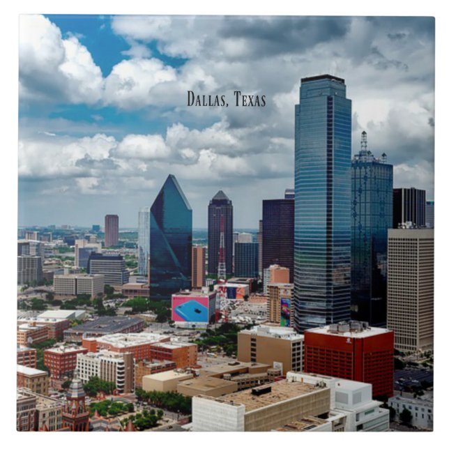 Skyline von Dallas, Texas Fliese (Vorderseite)