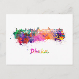 Skyline von Dhaka in Aquarellfarbe Postkarte