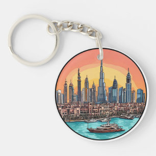 Skyline von Dubai mit hoch aufragenden Wolkenkratz Schlüsselanhänger